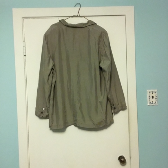 Vintage JJ Farmer 100% Lightweight Silk Jacket n Sand, XL - Picture 9 of 11